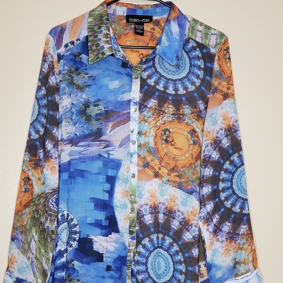 Macandme Long sleeve Button Down Tie Die Swirls Size Small - Picture 2 of 6